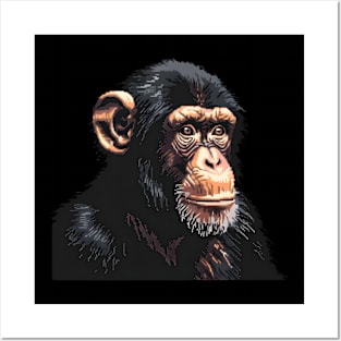 Chimpanzee in Pixel Form Posters and Art